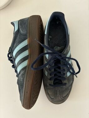 adidas Navy Suede Sneakers with Light Blue Stripes
